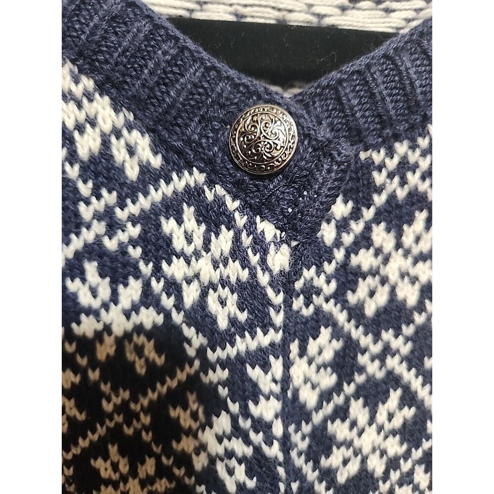 Vintage CHELSEA GARDENS Fair Isle Nordic Button Up Sweater Cardigan Womens Sz M - Picture 7 of 8